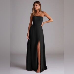 AZAZIE WREN (size A0!!!) 
Black A-Line Side Slit Chiffon Convertible Dress